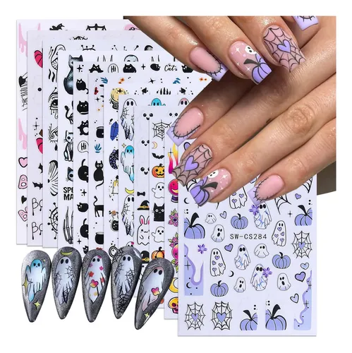 Pegatinas De Uñas Stzpronail Ghost Halloween, 12 Unidades, P