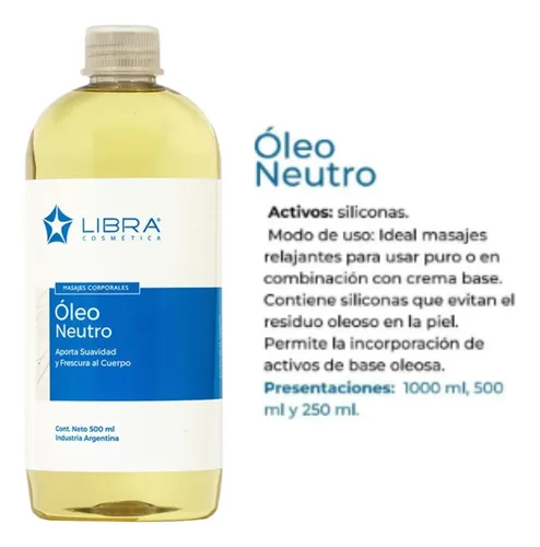 2 Oleo Para Masajes Neutro 500gr. – Libra Cosmetica Fragancia Suave