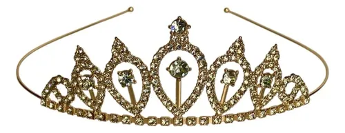 Corona Dorado Tiara Strass Ideal Fiesta Disfraz Etc X8 Unid