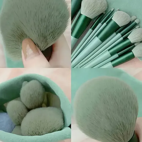 Set 13 Brochas Maquillaje Profesional Verde