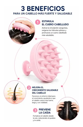 Cepillo Masajeador Cuero Cabelludo Scalp Crecimiento Cabello Color Rosa pálido