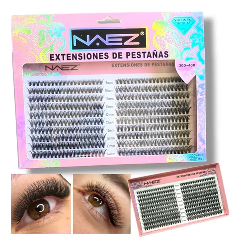 Kit Extensiones De Pestañas Diy Cluster Naez 2 Estilos