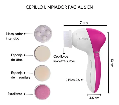 Cepillo Facial Limpiador 5 En 1 Masajeador Exfoliante