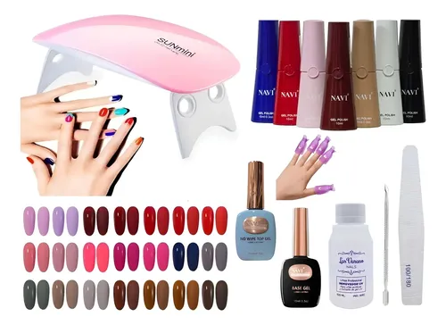 Cabina Led Uv Sun Mini 6w+ Base+ Top Coat+ 2 Esmaltes+ Acc..