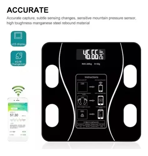 Balanza De Baño Digital Inteligente Bluetooth 180kg Negro
