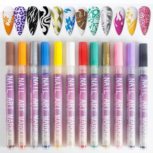 Juego De Bolígrafos Para Uñas De 12 Colores, A Base De Agua,