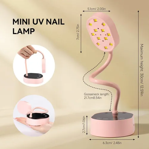 Lámpara Uv Recargable Aoraem 36w Cuello De Ganso Rosa