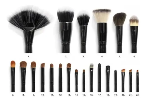 Coastal Scents BR-SET-011 Kit Set De 22 Pinceles Brochas Naturales y Sintéticas Color Negro