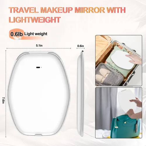 Espejo De Maquillaje Cosyglow De Viaje Con Luz Led De 3 Colo