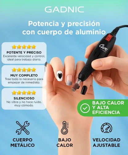 Kit Torno Uñas Gadnic Herramientas Set Manicura Profesional