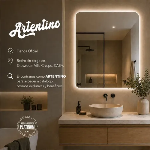 Espejo Led Pared Decorativo Marco Hierro Rectangular 100×80