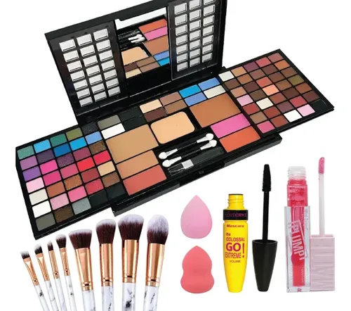Set De Maquillaje Profesional Combo Labial Esponja Mascara