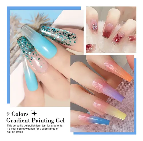Kit Gel Uñas Degradado Con Herramientas Base Y Top .ccc3