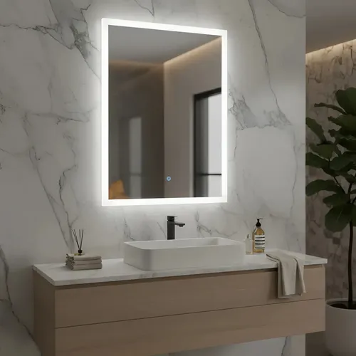 Espejo Rectangular Moderno Luz Led Dimer 60×80 Botón Táctil Invisible