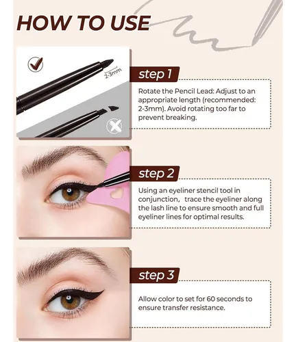 Lápiz De Eyeliner Negro Retráctil Sumeitang Con Plantilla