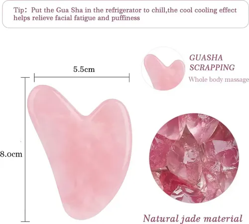 Gua Sha Piedra Cuarzo Rosa Masajeador Facial Skincare