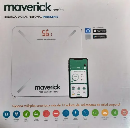Balanza Personal Digital Con Bluetooth Maverick 180kg Bpd02