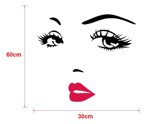 Adhesivo De Pared Mujer Rostro Vinyl Decoración Pvc Negro