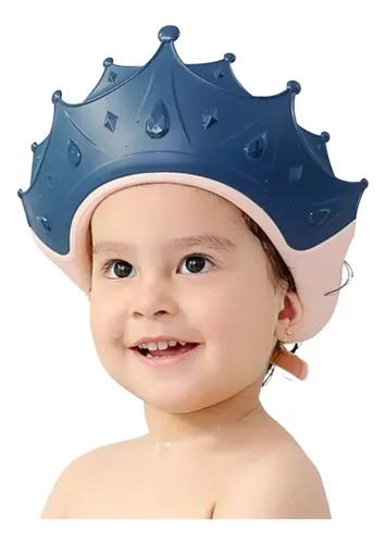 Gorro Visera Sombrero De Baño Ducha Niños Bebés Corona Color Azul