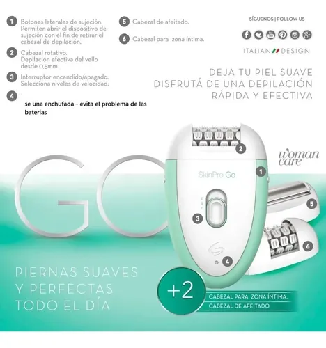 Depiladora Gama Italy Skin Go Ergonómica 2 Velocidades
