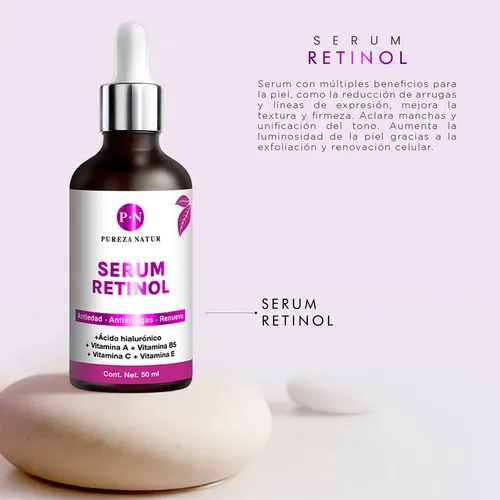 Serum Retinol + Vitaminas A, B5, E, C + Acido Hialuronico