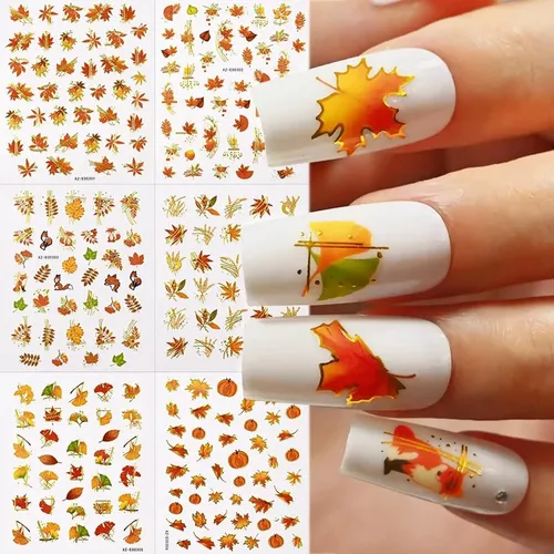 Juggssa Stickers De Arte Para Uñas De Otoño 6 Piezas Autoadh