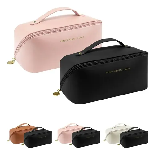 Set 2 Neceseres Organizadores De Maquillaje Viaje Grande Negro Liso
