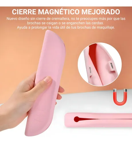 Estuche Para Brochas Maquillaje Silicona Cierre Magnético