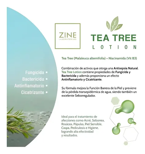 Loción Tea Tree Antinflamatoria Purificante Zine Momento De Aplicación Día/noche Tipo De Piel Sensible