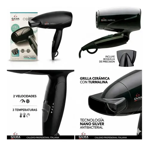 Secador De Pelo Ga.ma Italy Eolic Travel Plegable 1600w