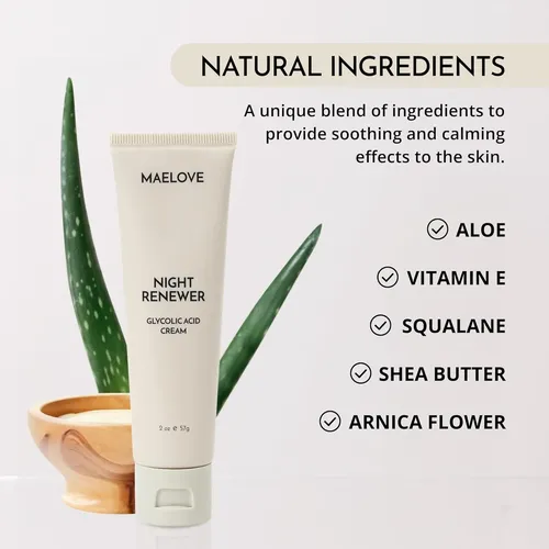 Crema Nocturna Con Ácido Glicólico Maelove 10% Para Piel