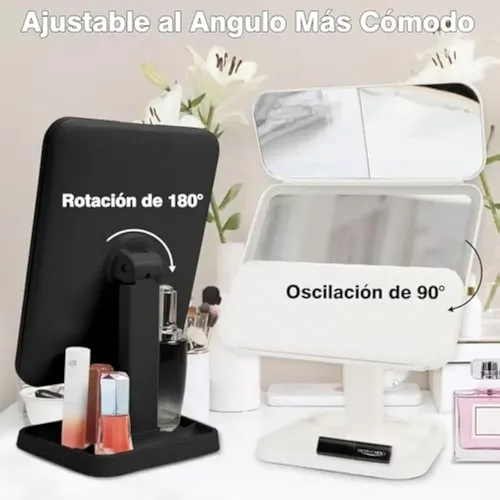 Espejo Con Luz Para Maquillaje Aumento 10x Plegable 180° _bx