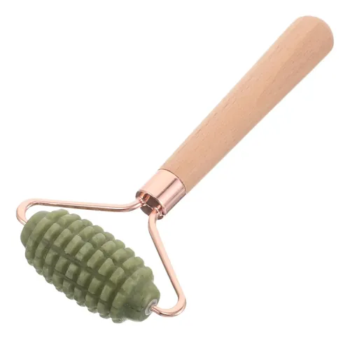 Rodillo Facial De Jade Verde Portátil Para Masaje Y Relax