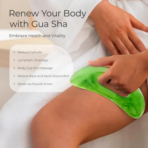Herramienta De Masaje Gua Sha Scienlodic Resina Verde