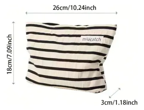 Hh Cosmetiquera Bolso Maquillaje Lapicera Rayas Negras 26 Pp