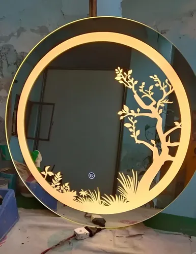 Espejo Circular Led 60cm Espejo Cálido Romántico Marco Transparente
