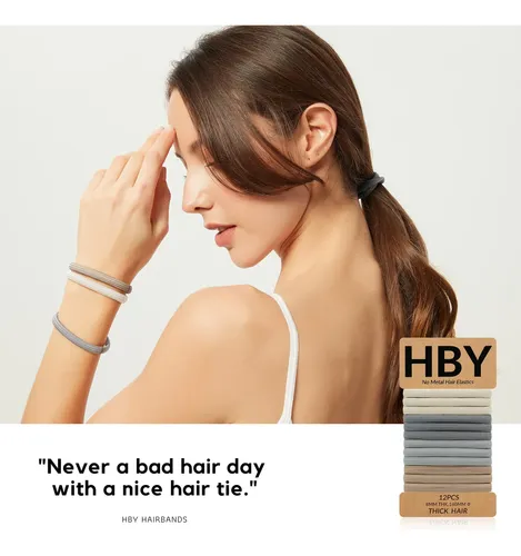 Gomas Para El Pelo Hby 12 Unidades Pelo Grueso 8mm Fijación