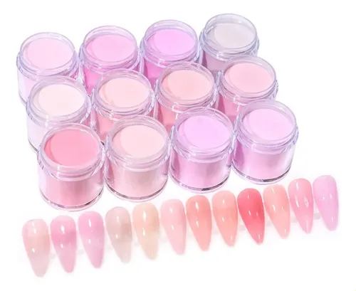 Jjwww)polvos De Uñas Acrílicos Profesionales De 12 Frascoskk
