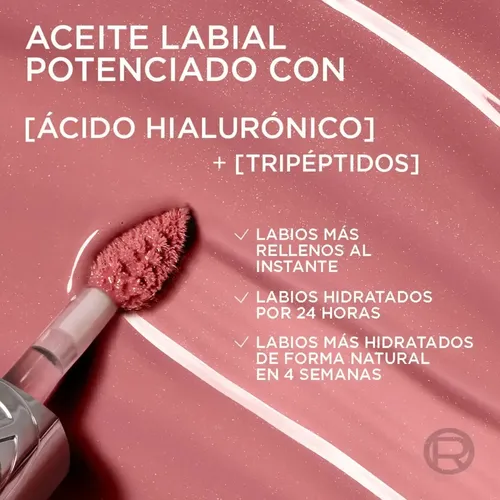 Labial L’Oréal Plump Ambition 101 Cristal Clear con Ácido Hialurónico para un Brillo Natural