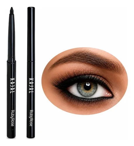 Delineador Retractil Para Ojos Negro Kajal De Ruby Rose Efecto Metálico