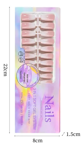 Capa Base Preaplicada Con 5 Puntas De Uñas Suaves De Colores