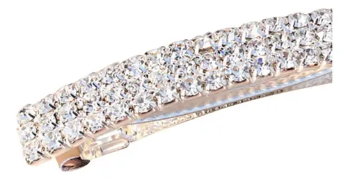 F 2 Clips Rectángulo Automático Brillante Con Strass
