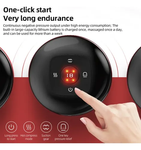 Masajeador Eléctrico Con Compresa Caliente, 12 Niveles, Negr