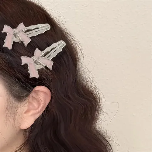 Pinza Para El Pelo Rosa Y2k Sweet Bow, Bonita Gorra Diaria 2 Pink