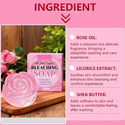 Jabón Limpiador Con Aceite Esencial De Rosa, 80 G/1 Unidad