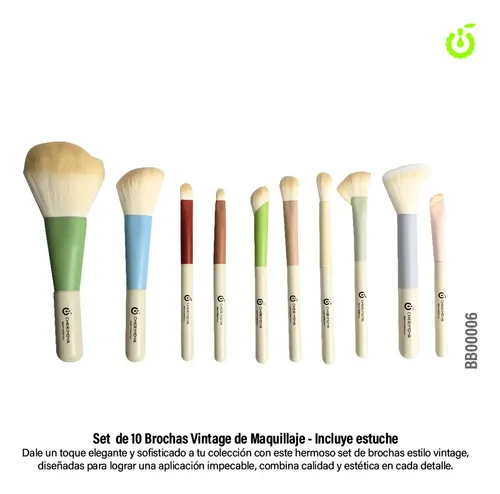 Set Brochas Para Maquillaje Profesionales Cherimoya Claro