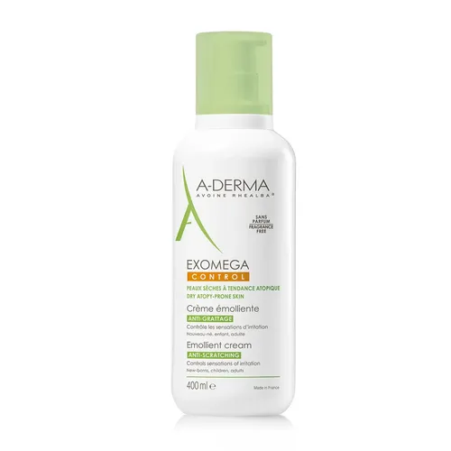 Crema Corporal Emoliente A-Derma Exomega Control para Piel Atópica y Seca 400 mL