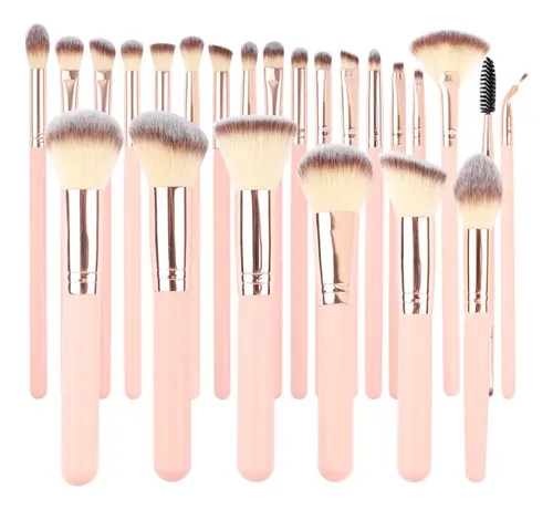 Kit Brochas Maquillaje 24 Piezas Base Sombras Y Accesori