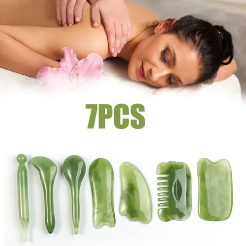For Kit Y Con 7 Placas De Masaje Gua Sha De Piedra De Jade