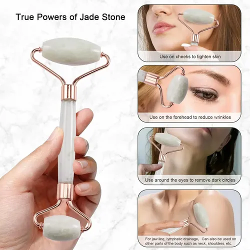 Rodillo Facial Jade Verde Masajeador Para Piel Y Ojos